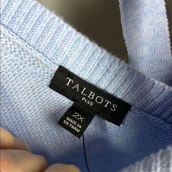 Talbots Gray 3/4 Sleeve Tie Front Relaxed Blouse - Picture 6 of 7